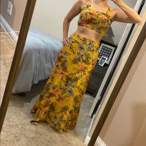 Sexy two piece tropical print set